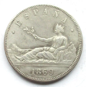 Medaille für Spanien 5 Pesetas 1869 ca.38 mm/ 22,89 gr - Bild 1 von 2