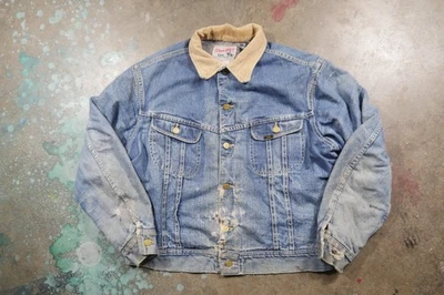 Vintage 60s 70s Lee Storm Rider Denim Jacket Size 46 (XL) Distressed Thrashed  - Image 1 of 4