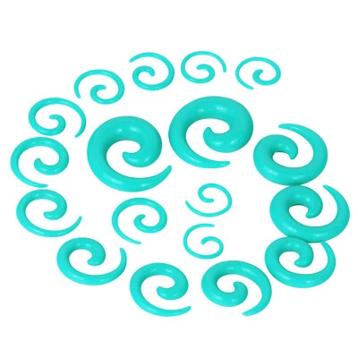 12-18PCS Acrylic Spiral Buffalo Ear Taper Plug Stretching Kits Piercing 14G-00G - Image 1 of 4