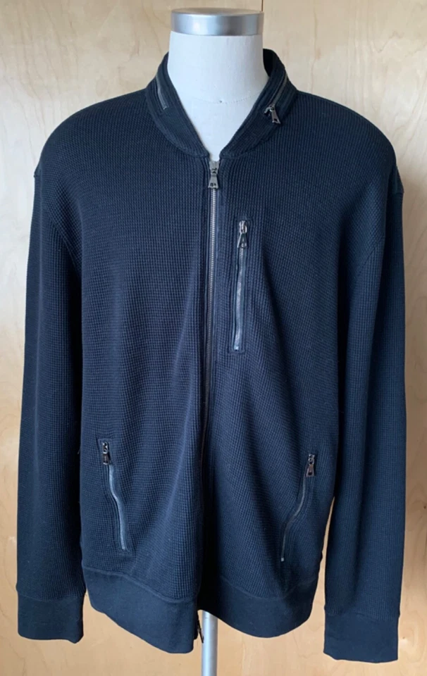 John Varvatos Sudadera Negra Cremallera Waffle Talla XXL ¡USADA EN EXCELENTE ESTADO! Foto 1 de 4