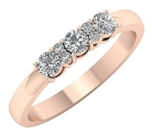 Anniversary Ring 3 Stone I1 G 0.60 Ct Natural Diamond 14K Yellow Gold Appraisal - Picture 1 of 8