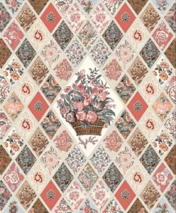Jane Austen at Home Diamond Panel Cotton Fabric By Riley Blake 36" x 43.5" - Picture 1 of 8