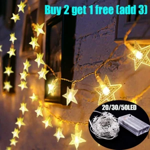 50 LED Star Fairy Lights Battery String Lights for Christmas Wedding Bedroom - Picture 1 of 14