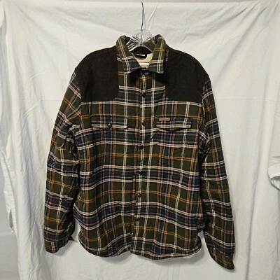 Field & Stream Vintage Jacket / Shacket Brown Plaid Sherpa Lined Corduroy Trim L - Image 1 of 4