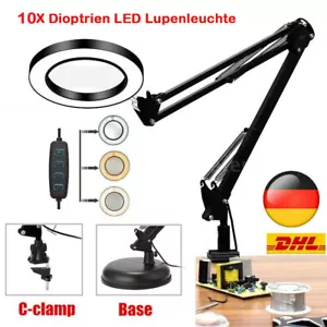 Lupe mit Licht und Ständer 10X, 2-in-1 stufenlos dimmbare LED-Schreibtischlampe - Bild 1 von 11