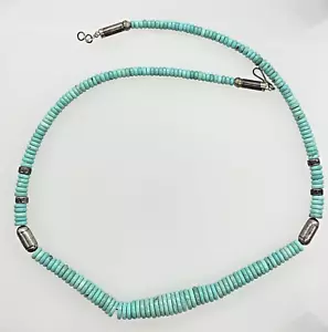 Vintage Turquoise with Sterling Beads and Clasp - 20" - Picture 1 of 15