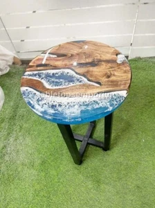 Buy Ocean Beach Blue Agate Round Coffee Side Table Top Living Room Furniture - Picture 1 of 9