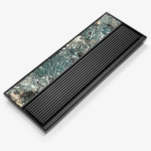 weighted stone tea tray water draining black stone serving tray natural stone - Picture 1 of 12
