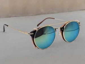 Green Steampunk Goggles Glasses Round Sunglasses Emo Retro - Picture 1 of 6