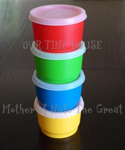 NEU Vintage Tupperware Snackbecher Behälter 1229, 297 g Dichtung rot gelb blau grün  - Bild 1 von 10