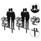 2 Pcs Men's and Cake Inserting Card Wedding Cucpake Toppers Food