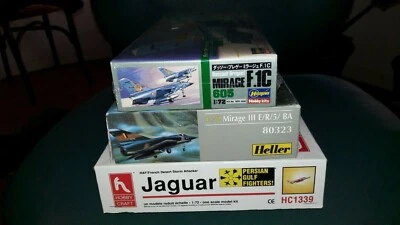 LOT 3 x French jet. kit 1:72 Mirage III, Mirage F.1C, Jaguar. New, sealed - Immagine 1 di 4