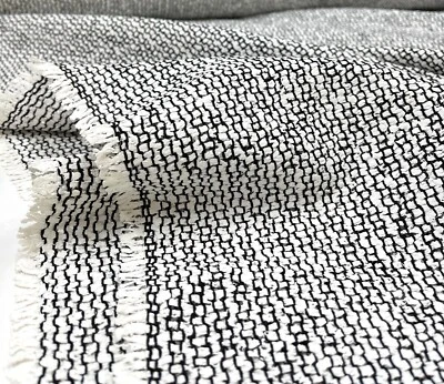 Black and White Summer Tweed Fabric Silk Textured Boucle for Jacket ITALY 2.40m - Image 1 of 4