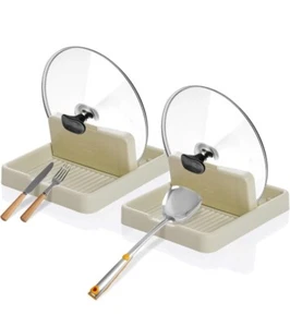 2 Pcs Spoon Holder, Pot Lid Holder for Kitchen Counter, Spoon Rest Holder - Picture 1 of 8