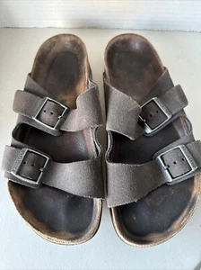 Birkenstock Women's/Mens Arizona Black Suede Slide Sandals Sz 36 W6 - Picture 1 of 17