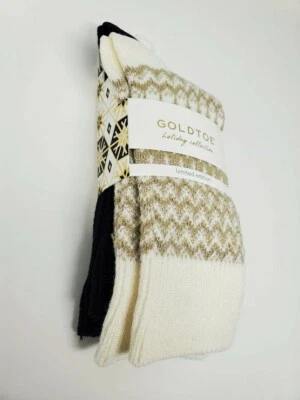 GOLD TOE 女式 2 件装 Sparkle Chevron Crew 袜子,尺寸 9-11 适合鞋码 6-9 — 第 1/4 张图片