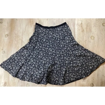 Falda floral Sundance mezcla de seda y lino para mujer talla 8 azul marino Foto 1 de 4