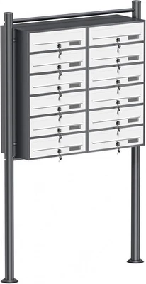 Outdoor Multi-Slot Letterbox System 12 Mailboxes Steel Lockable Anthracite White - Image 1 of 4