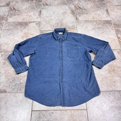 Camisa de pana LL Bean vintage para hombre XL alta azul manga larga abotonada Foto 1 de 4