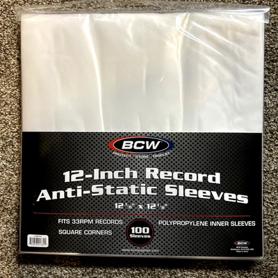 100 LP Inner Sleeves Anti Static Square Vinyl Record 12" Covers Protectors BCW Foto 1 de 2