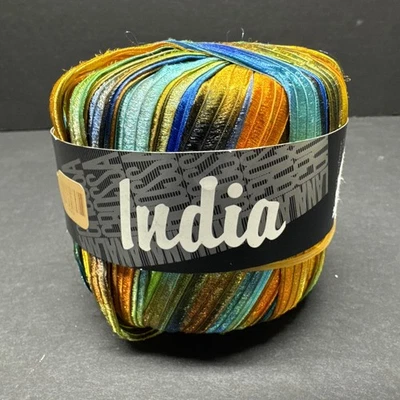 Lana Grossa INDIA Cinta Hilo, Azul Verde Amarillo Poliamida Hecho en Italia Nuevo Foto 1 de 4