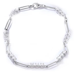 9 Ct Lab Created Diamond Paper Tennis Clip Bracelet 14K White Gold Plated 7 Inch - Picture 1 of 5