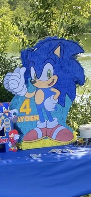 Custom SONIC PIÑATA with custom age and name  30hX20w (READ DESCRIPTION)  - Image 1 of 3