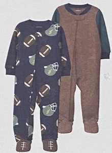 Carters Boys 2-Pack Fleece Footed Sleepwear Pajama Blanket Sleeper Size 9/12M - Picture 1 of 8