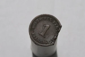 🧭 🇩🇪 GERMANY ERROR COIN EMPIRE 1 PFENNIG CUT B88 #K1225 - Picture 1 of 6