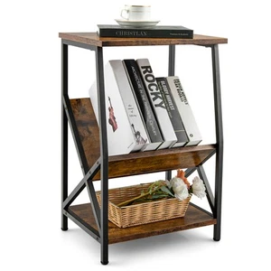 Costway 3-Tier Industrial Side End Table w/Storage Shelf Heavy Duty Accent Table - Picture 1 of 8
