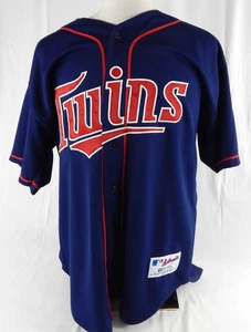 1990s Mens Minnesota Twins Blank Authentic Navy Jersey Russell 946 - Picture 1 of 6
