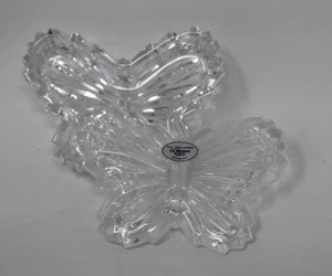 Gorham Butterfly Trinket Box Dish Full Lead Crystal With Lid Germany 3.25"x2.25" - Picture 1 of 4