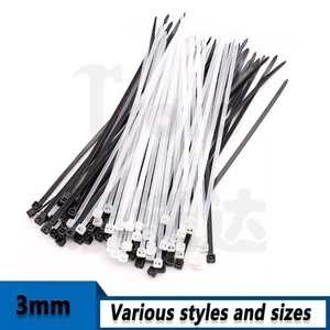3mm Self-Locking Plastic Nylon Cable Ties Zip Ties Wrap Wire Cord Zip Tie Strap - Picture 1 of 10