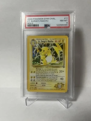 2000 Pokemon GYM CHALLENGE LT. SURGE'S RAICHU Holo #11 PSA 8 NM-MT WOTC Vintage - Image 1 of 2