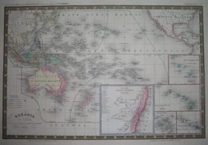 1846 ORIGINAL MAP AUSTRALIA PAPUA NEW GUINEA GUAM HAWAII INDONESIA NEW ZEALAND - Picture 1 of 8