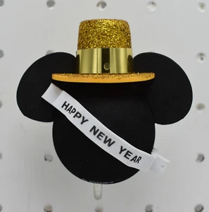 Disney Mickey Ears Happy New Year Antenna Ball Gold Glitter Top Hat Disneyland - Picture 1 of 2