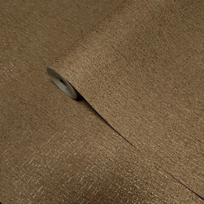 Sepia Brown faux fabric textured modern wallpaper roll contemporary wallcovering - Image 1 of 4