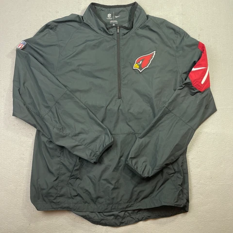 Nike Arizona Cardinals Windbreaker Mens Large Black Onfield Apparel Long Sleeve Cover