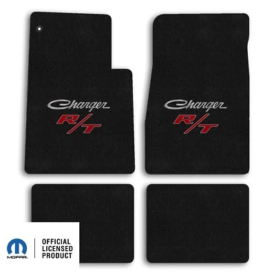 Tapetes de assoalho carpete 1972-1974 Dodge Charger 4 peças com logotipo RT - ébano - Imagem 1 de 4