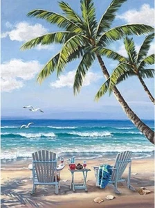 5D DIY RELAX ON THE BEACH Diamond Art Painting - Adults & Kids 40x30 in UK - Picture 1 of 2