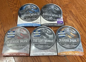 Jurassic Park 1 2 3 World 3D Bluray Exclusive Metal Tin Case NEW x5 Complete Set - Picture 1 of 2