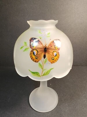 Vintage Westmoreland Butterfly Fairy Lamp Frosted Satin Glass Chipped - Image 1 of 4