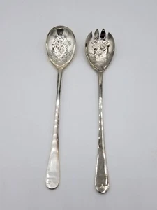 Vintage EPSA1 Silverplate Ornate Serving Spoon and Fork - Sheffield England - Picture 1 of 6