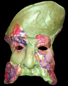 Mask ITALY 9"x 9" Face Venetian Wall Décor Dancer Art Deco Hand Made Signed - Picture 1 of 2