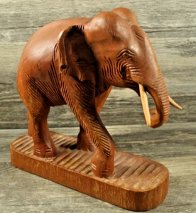 DE COLECCIÓN Estatua de Elefante de Madera 8" Tallada a Mano Madera Maciza - Imagen 1 de 7