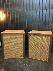 Pair Vintage XAM 1 D Walnut Wood Stereo Speakers 12in x 15in x 10in Working Good - Picture 1 of 10