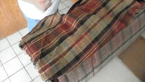 Brick Green Beige Plaid Chenille Upholstery Fabric 1 Yard R697 - Picture 1 of 1