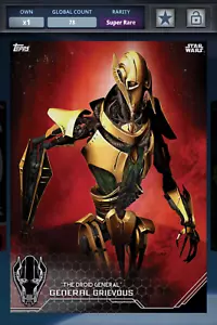 Topps Star Wars Card Trader 2015 Grievous Black Droid General Set+ Award DIGITAL - Picture 1 of 2