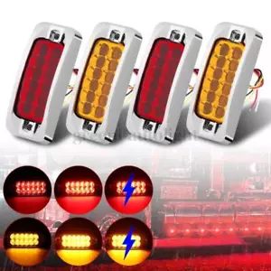 Luces de señalización laterales LED 2,7" remolque camión autocaravana separación freno trasero funcionando cromo - Imagen 1 de 20