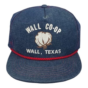 Vintage Farm Trucker Hat Cotton Wall, Texas CO-OP 90 Y2K Made in USA Snapback - Picture 1 of 7